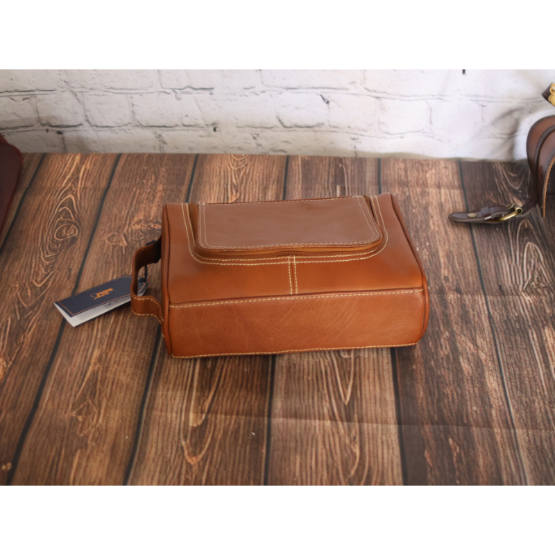 Links and Kings hanging Travel Toiletry Kit Tan Leather New