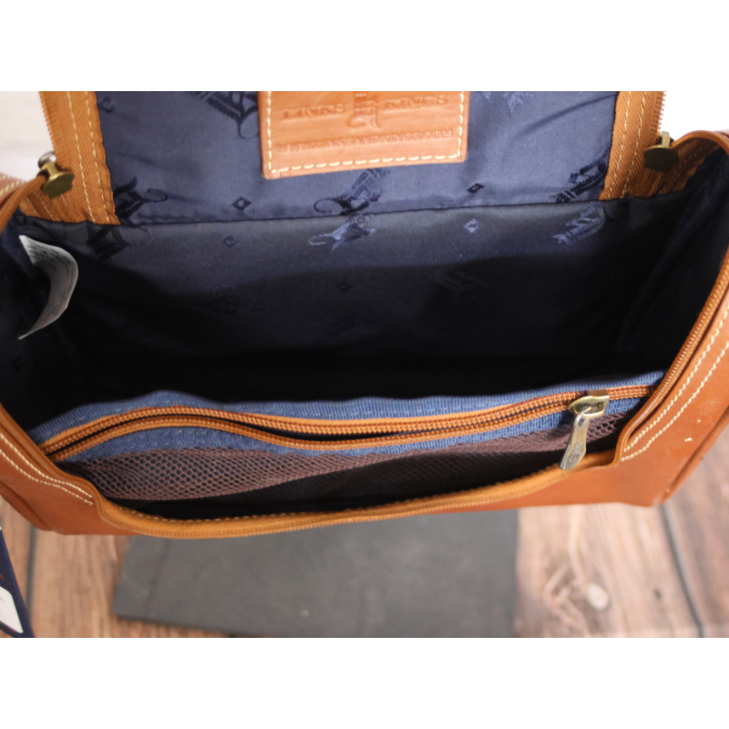Links and Kings hanging Travel Toiletry Kit Tan Leather New