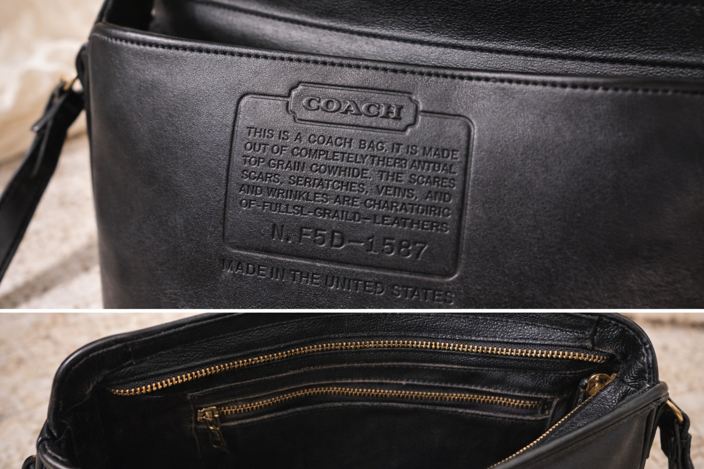 Vintage Coach Black Leather Crossbody Bag | Made in USA | Classic Minimalist Shoulder Purse | Genuine Leather Handbag