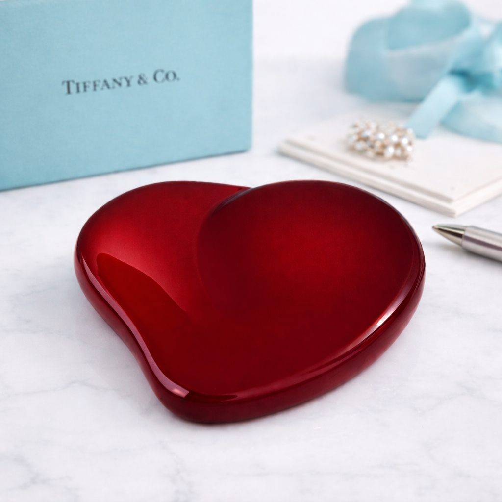 Tiffany & Co. Cobalt Blue Glass Heart Paperweight – Vintage Made in USA