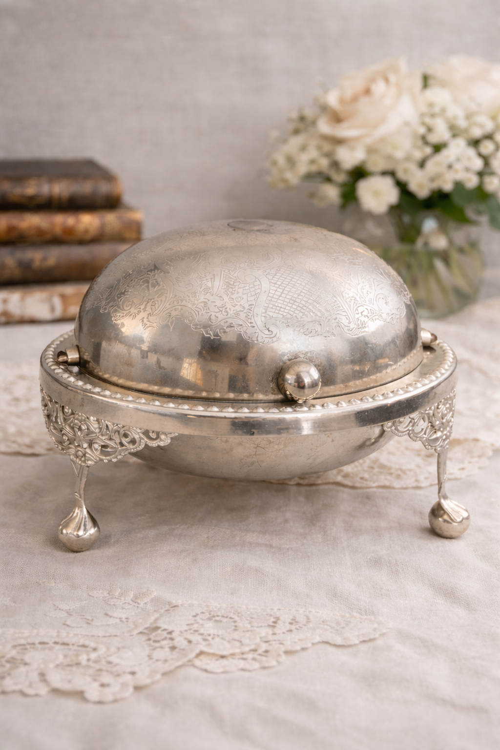 Vintage English Silver-Plated Butter Dish | Elegant Serving Piece | Made in England