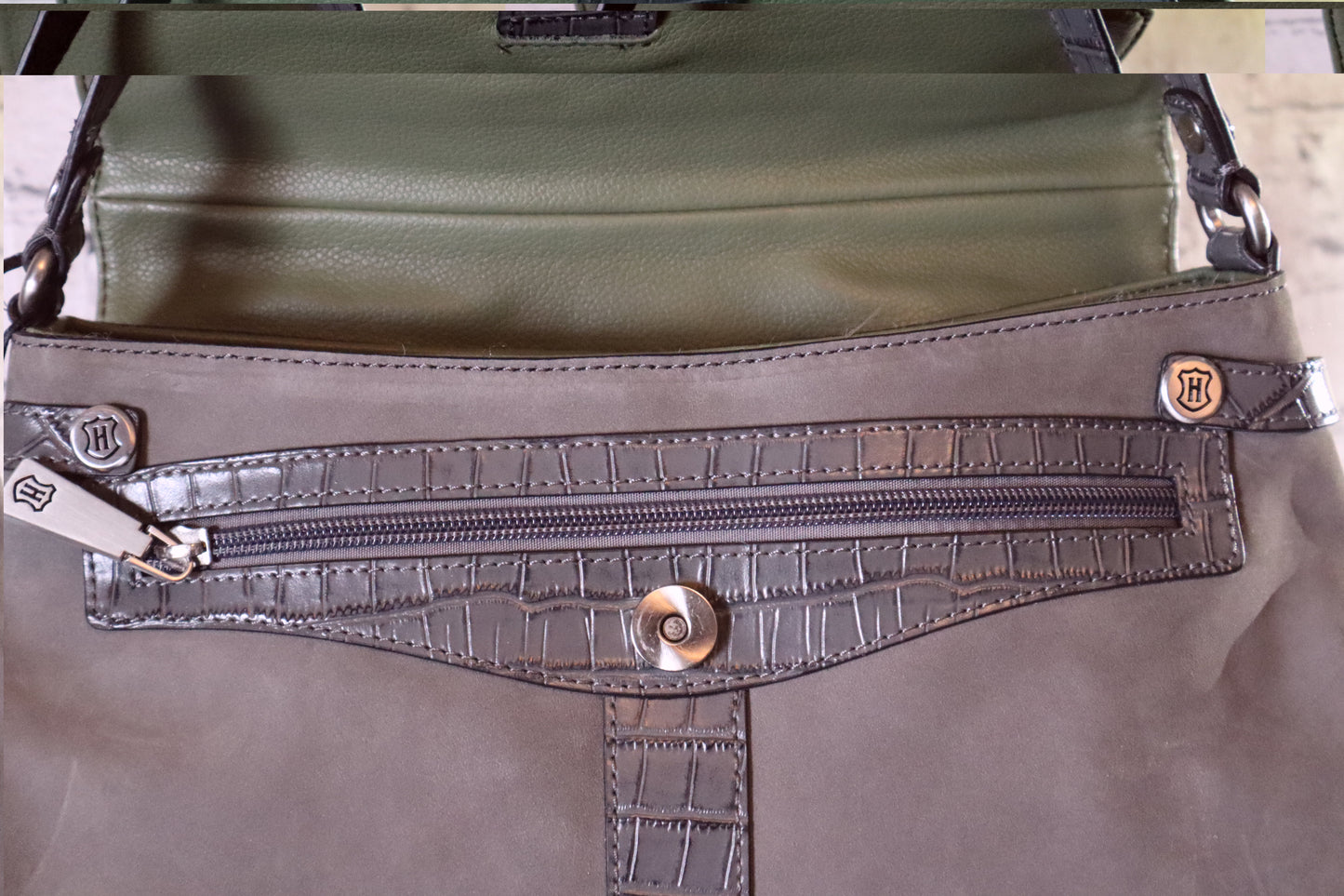 J.W. Hulme Gray Leather Shoulder Bag | Full Grain Leather Crossbody Purse | Vintage Designer Handbag | Made in USA