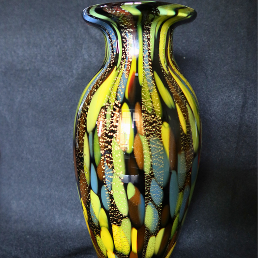 Gorgeous Multicolored with Stripes Handmade in Badash Vase