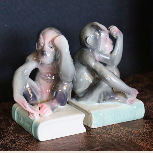 Goebel Porcelain Figures Darwin Thinking Monkey on Book