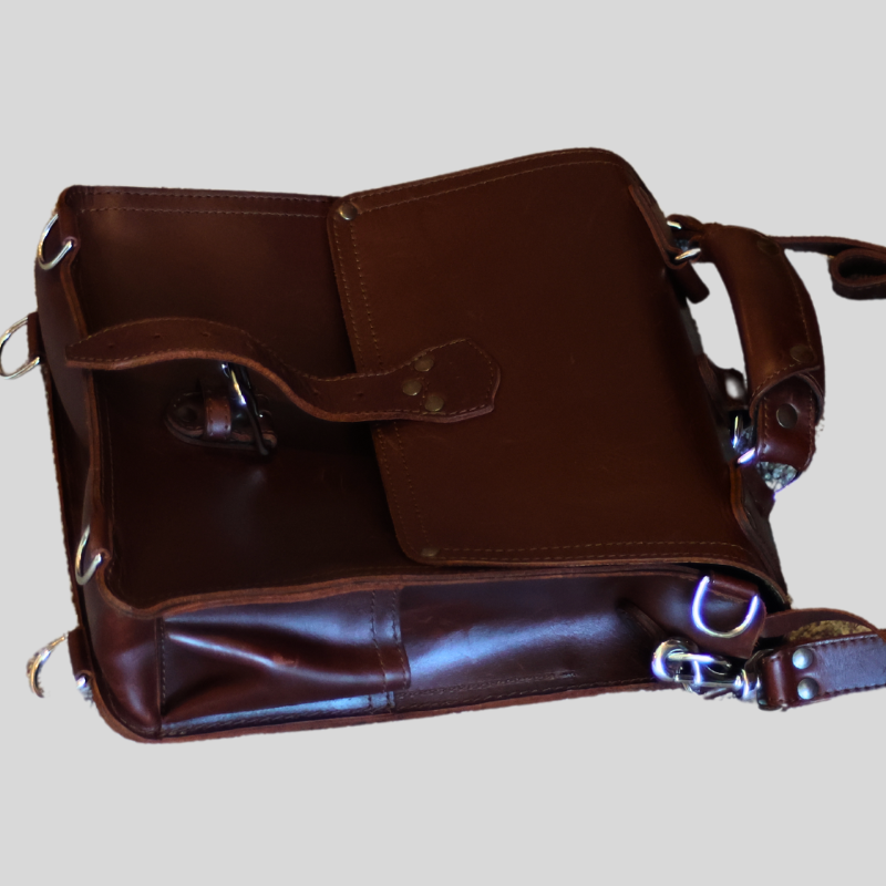 SLC Saddleback Leather 15"x13"x4" CROSSBODY SHOULDER MESSENGER BAG BACKPACK Chestnut