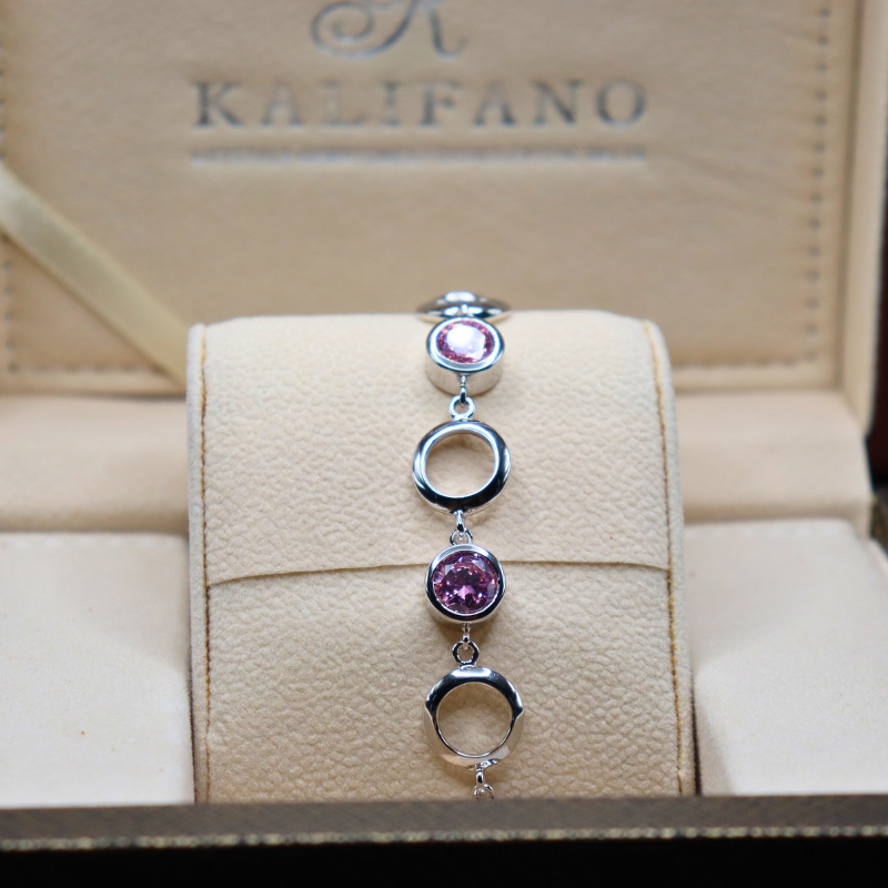 Kalifano Pink and Purple Gemstone Bracelet