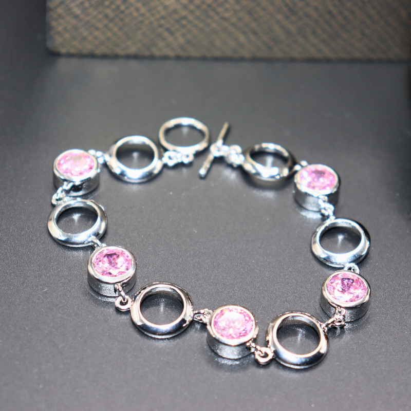 Kalifano Pink and Purple Gemstone Bracelet