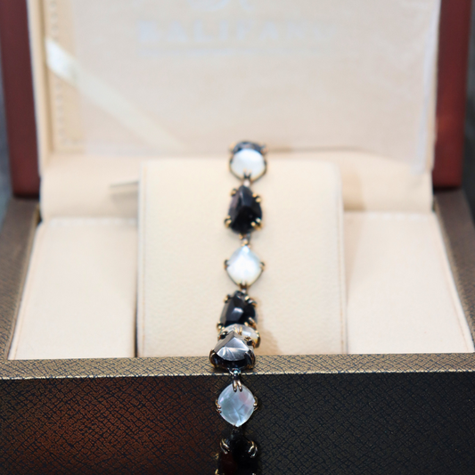 Kalifano Black and White Gemstone Bracelet