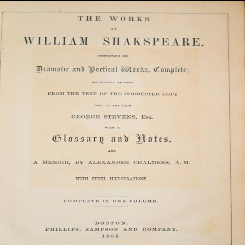 1853 Book of Shakespeare's Work with Relevant Newspaper Clippings Over the Years.