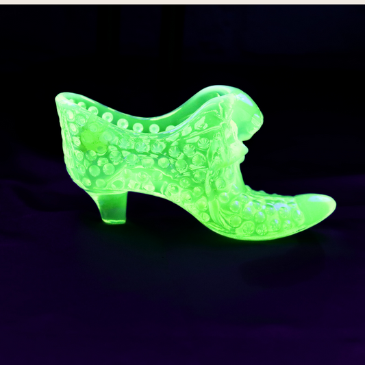 Uranium Glass Fenton Small Boot