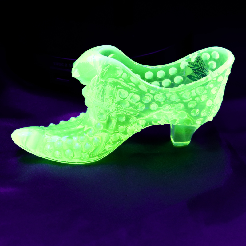 Uranium Glass Fenton Small Boot