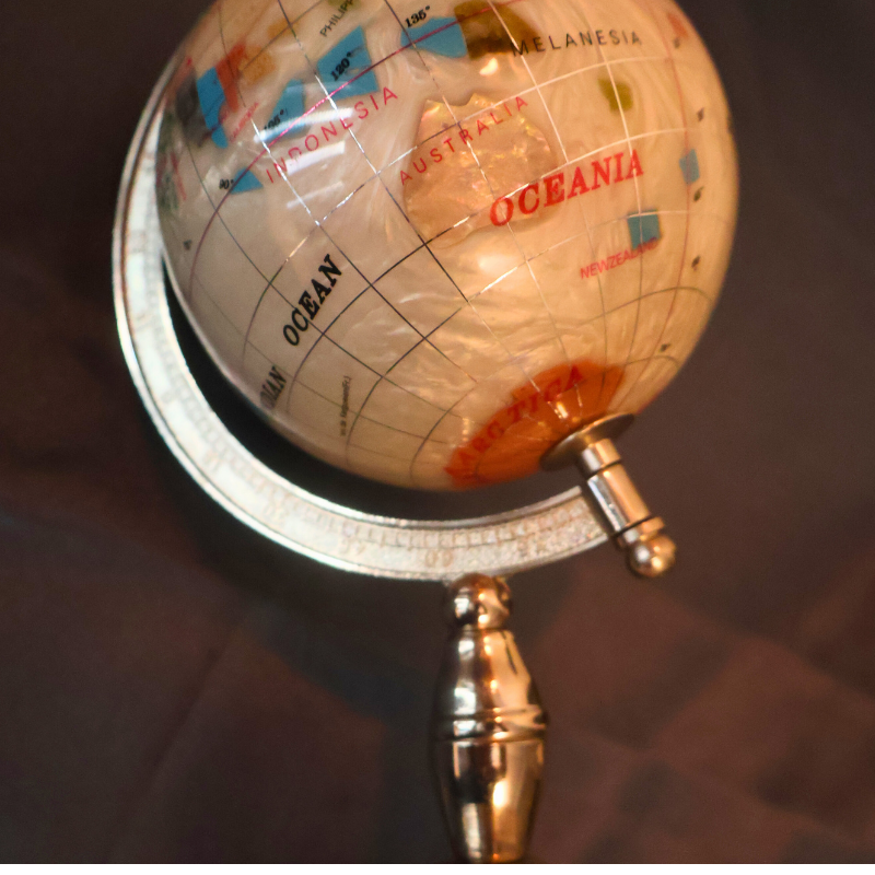 Small White Semi Precious Stone Globe (9 Inch)