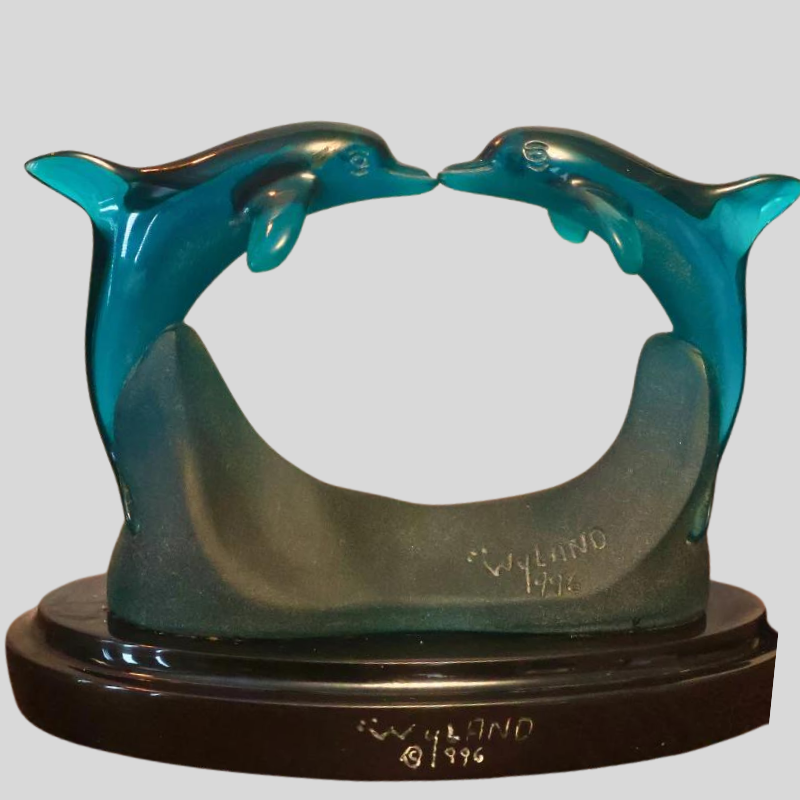 Wyland 1996 Kissing Dolphins Signed Art Sculpture