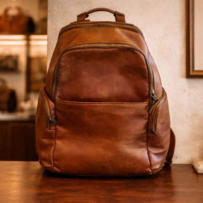 Hides Leather Minelli Leather Backpack – Premium Full-Grain Leather Backpack for Everyday Sophistication
