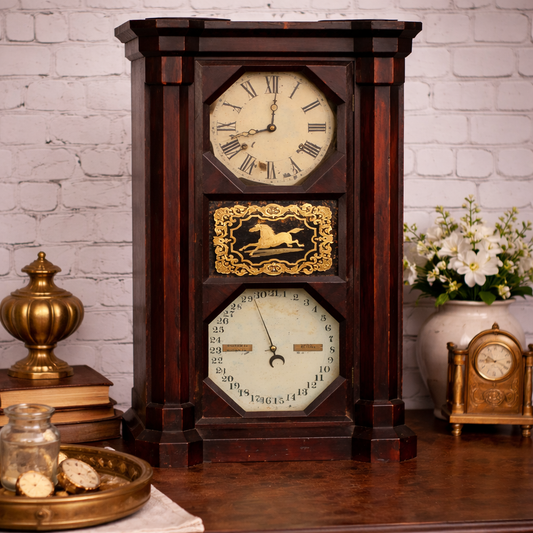 Antique Seth Thomas Horse Calendar Clock | 19th Century Mantel/Wall Clock | Working 8-Day Movement