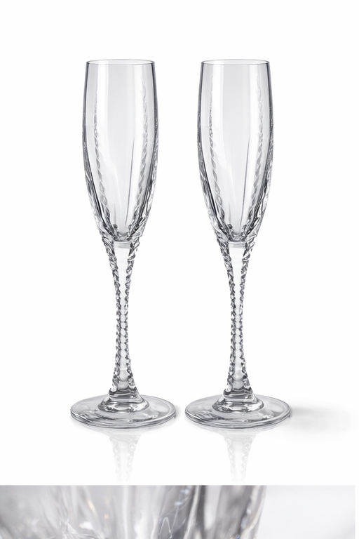 Fabergé Crystal Champagne Flutes – Set of 2 | Atelier Collection | Luxury Cut Crystal Glassware