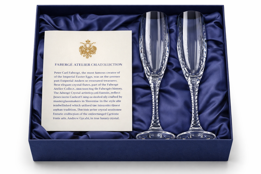Fabergé Crystal Champagne Flutes – Set of 2 | Atelier Collection | Luxury Cut Crystal Glassware