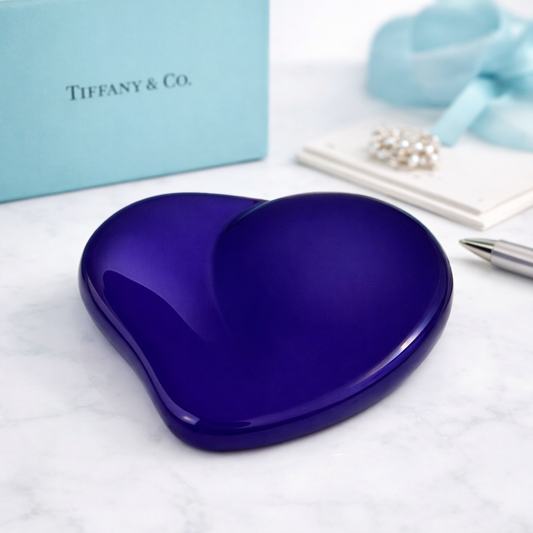 Tiffany & Co. Cobalt Blue Glass Heart Paperweight – Vintage Made in USA