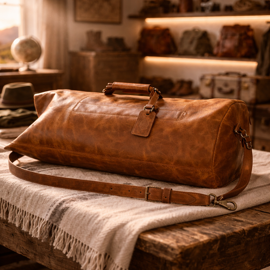 Hides Leather Military Duffle Backpack 33L | Full-Grain Leather Rucksack | Rugged Luxury Travel Bag