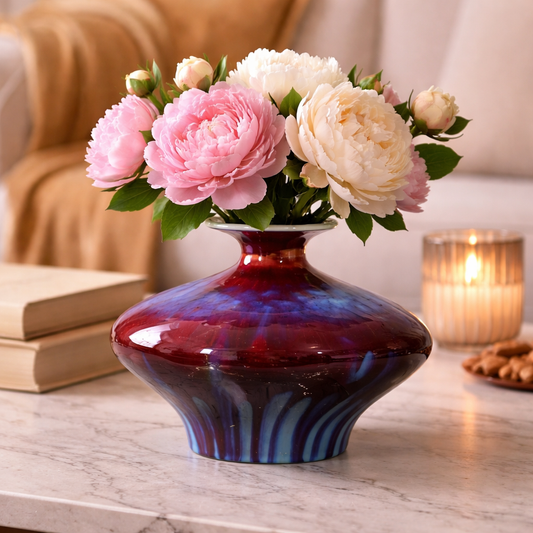 Kalifano Multicolored Drunken Vase | Sculptural Art Glass Decor | Modern Luxury Statement Piece