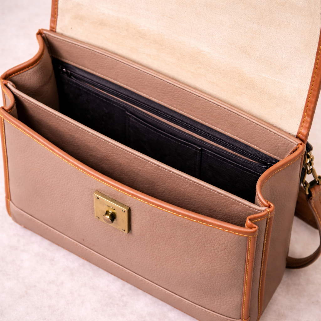 Dooney & Bourke All Weather Leather Satchel | Taupe Pebbled Leather Top Handle Crossbody Bag | Vintage Structured Handbag